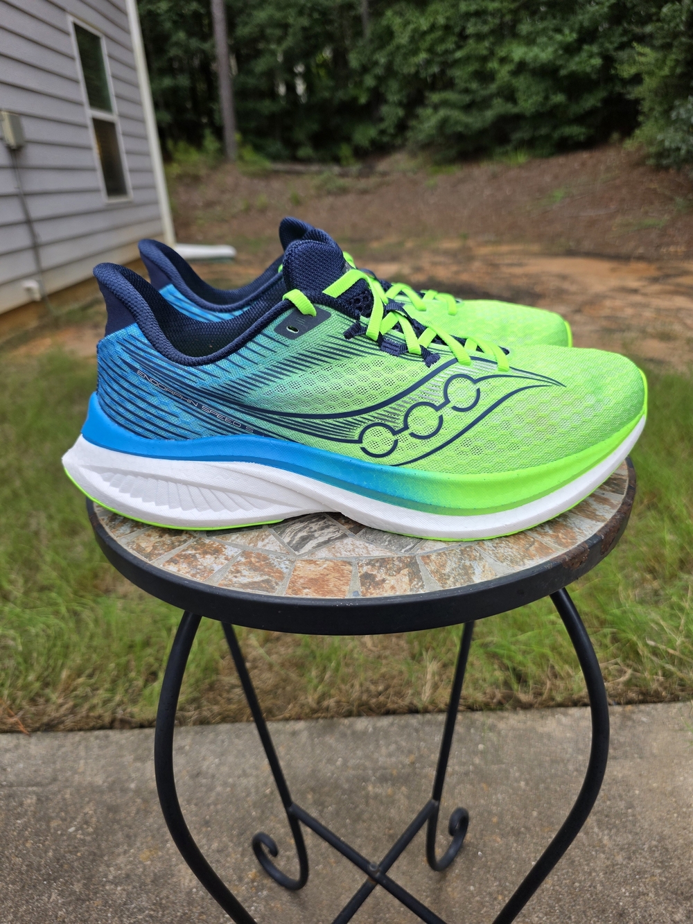 Saucony Endorphin Speed 5 S21007-150 Slime/Cobalt Running Shoe Men Sz 12 Worn 2x